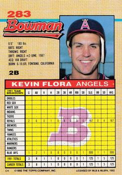 1992 Bowman #283 Kevin Flora Back