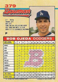 1992 Bowman #379 Bob Ojeda Back