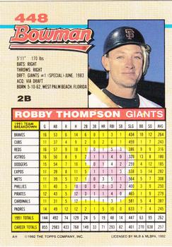 1992 Bowman #448 Robby Thompson Back