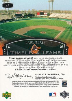 2004 Upper Deck Legends Timeless Teams - Autographs #47 Paul Blair Back