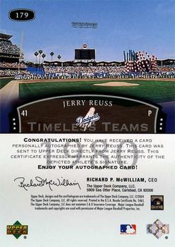 2004 Upper Deck Legends Timeless Teams - Autographs #179 Jerry Reuss Back