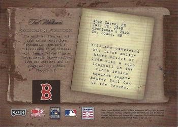 2005 Leaf Limited - Biography Materials #NNO Ted Williams Back