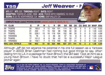 2004 Topps Traded & Rookies #T55 Jeff Weaver Back