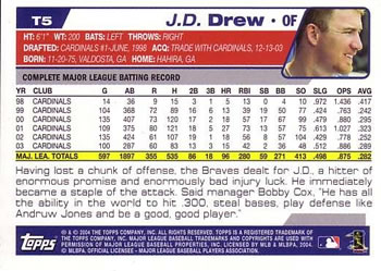 2004 Topps Traded & Rookies #T5 J.D. Drew Back