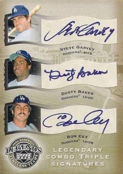 2004 Upper Deck Legends Timeless Teams - Legendary Signatures Triple #GBC Steve Garvey / Dusty Baker / Ron Cey Front