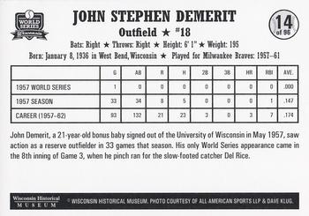 2007 Wisconsin Historical Museum World Series Wisconsin #14 John DeMerit Back