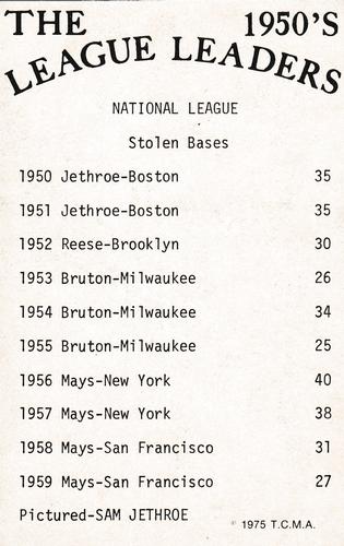 1975 TCMA The 1950's League Leaders #NNO Sam Jethroe Back