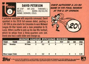 2018 Topps Heritage Minor League #12 David Peterson Back