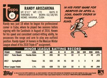 2018 Topps Heritage Minor League #67 Randy Arozarena Back