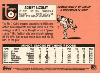 2018 Topps Heritage Minor League #79 Adbert Alzolay Back