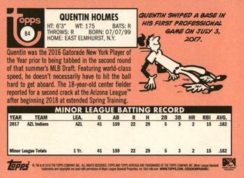 2018 Topps Heritage Minor League #84 Quentin Holmes Back