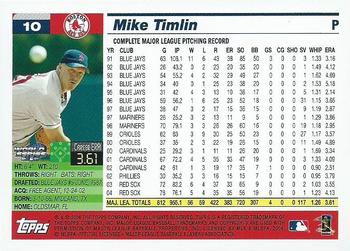 2004 Topps World Champions Boston Red Sox #10 Mike Timlin Back