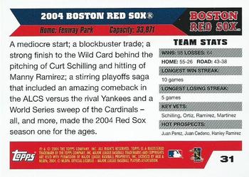 2004 Topps World Champions Boston Red Sox #31 Boston Red Sox Back