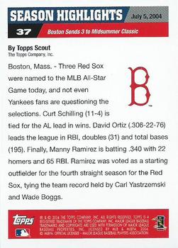 2004 Topps World Champions Boston Red Sox #37 Curt Schilling / David Ortiz / Manny Ramirez Back