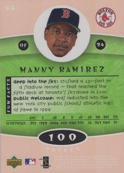 2004 Upper Deck Power Up - Orange #54 Manny Ramirez Back