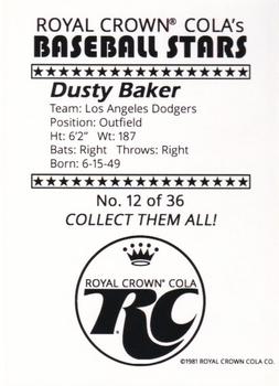 1981 Royal Crown Cola Baseball Stars (unlicensed) #12 Dusty Baker Back