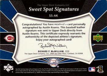 2004 Upper Deck Sweet Spot - Sweet Spot Signatures Red Stitch #SS-AK Austin Kearns Back