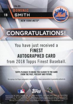 2018 Finest - Finest Autographs Gold #FA-DS Dominic Smith Back