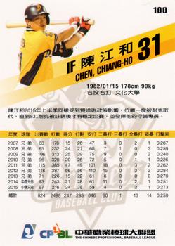 2015 CPBL #100 Chiang-Ho Chen Back