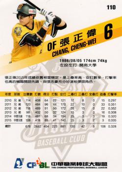 2015 CPBL #110 Cheng-Wei Chang Back
