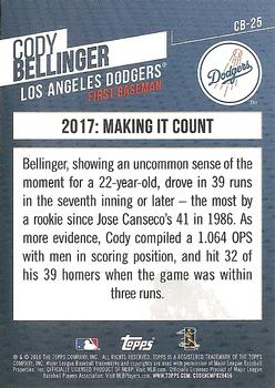 2018 Topps - Cody Bellinger Highlights #CB-25 2017: Making It Count Back