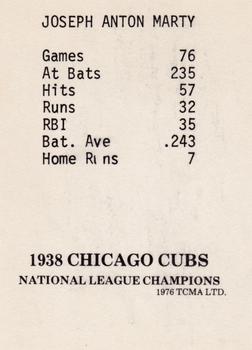 1976 TCMA 1938 Chicago Cubs #NNO Joe Marty Back