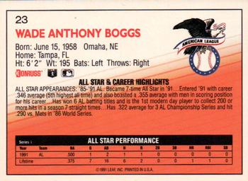 1992 Donruss #23 Wade Boggs Back