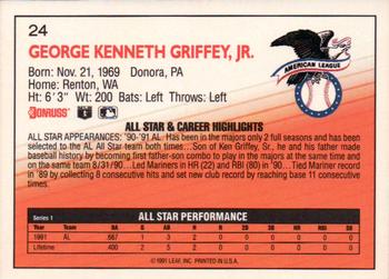 1992 Donruss #24 Ken Griffey, Jr. Back