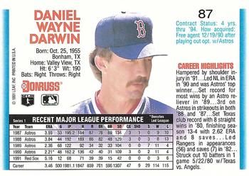 1992 Donruss #87 Danny Darwin Back