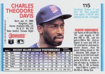 1992 Donruss #115 Chili Davis Back