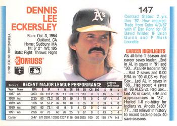 1992 Donruss #147 Dennis Eckersley Back