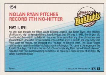 1992 Donruss #154 Nolan Ryan Back