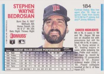 1992 Donruss #184 Steve Bedrosian Back