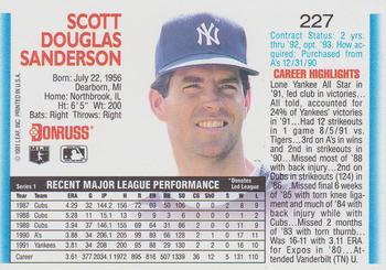 1992 Donruss #227 Scott Sanderson Back
