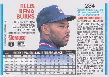 1992 Donruss #234 Ellis Burks Back