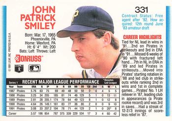 1992 Donruss #331 John Smiley Back