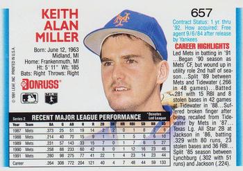 1992 Donruss #657 Keith Miller Back