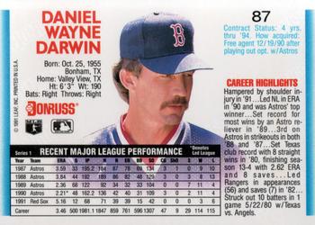 1992 Donruss #87 Danny Darwin Back
