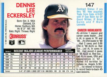 1992 Donruss #147 Dennis Eckersley Back