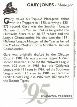 1995 Edmonton Trappers #13 Gary Jones Back