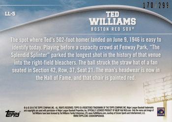 2018 Topps - Longball Legends Black #LL-5 Ted Williams Back
