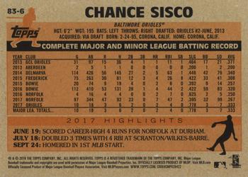 2018 Topps - 1983 Topps Baseball 35th Anniversary Rookies #83-6 Chance Sisco Back