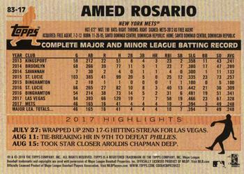 2018 Topps - 1983 Topps Baseball 35th Anniversary Rookies #83-17 Amed Rosario Back