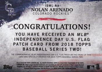 2018 Topps - MLB Independence Day U.S. Flag Manufactured Patch Relics #IDML-NA Nolan Arenado Back
