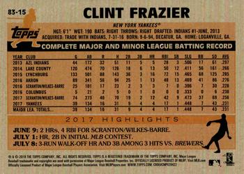 2018 Topps - 1983 Topps Baseball 35th Anniversary Rookies Blue #83-15 Clint Frazier Back