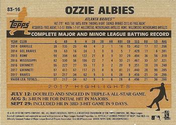 2018 Topps - 1983 Topps Baseball 35th Anniversary Rookies Blue #83-16 Ozzie Albies Back
