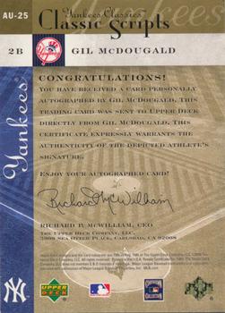 2004 Upper Deck Yankees Classics - Classic Scripts #AU-25 Gil McDougald Back