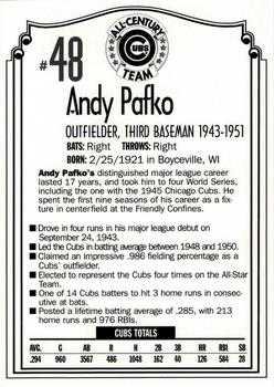 1999 Old Style Chicago Cubs All-Century Team #NNO Andy Pafko Back