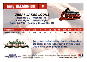 2009 Grandstand Midwest League Eastern Division All-Stars #NNO Tony Delmonico Back