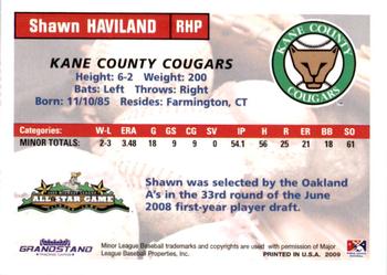 2009 Grandstand Midwest League Western Division All-Stars #NNO Shawn Haviland Back